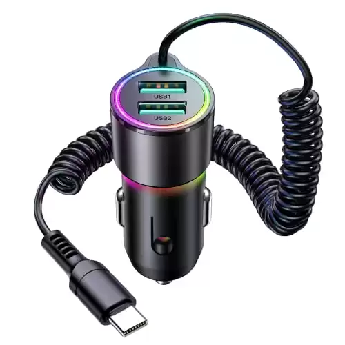 Car Charger With 5ft Android Charging Cable